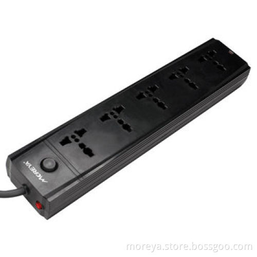 Power strip in universal standard, with 5 socket outlets, extension cord, overload protectorNew